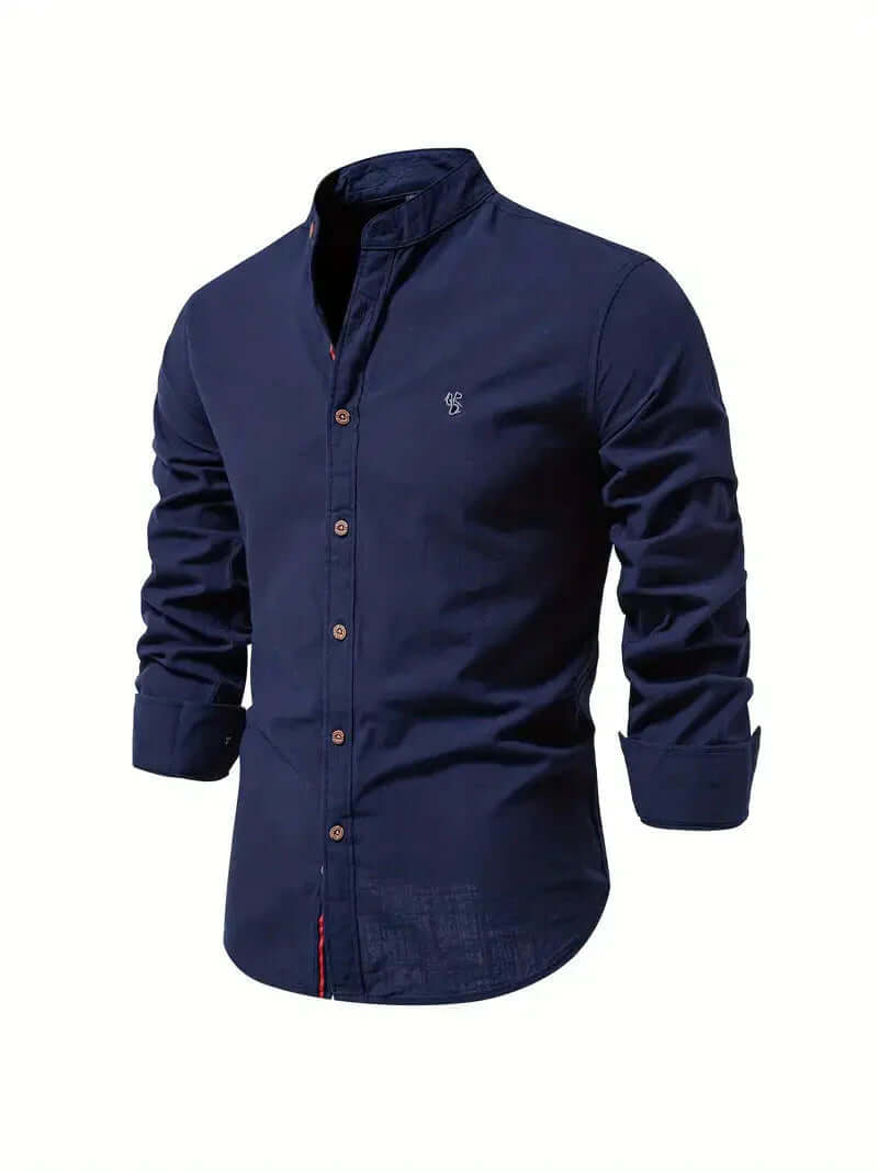 Men's Slim Fit Mandarin Collar Long Sleeve Shirt