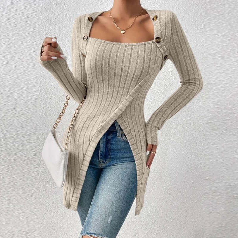 Women's Relaxed Fit Ribbed Button Shirt