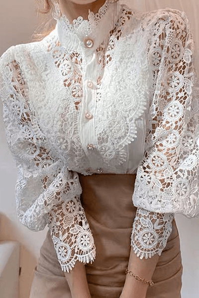 Embroidered Openwork Women's Blouse: Elegant Summer Top