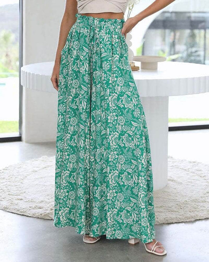 Women's Wide-Leg Floral Casual Trousers