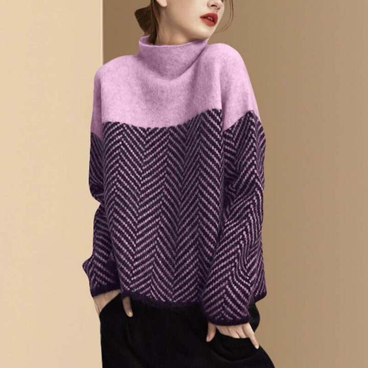 Women's Casual Striped Knit Long-Sleeve Sweater