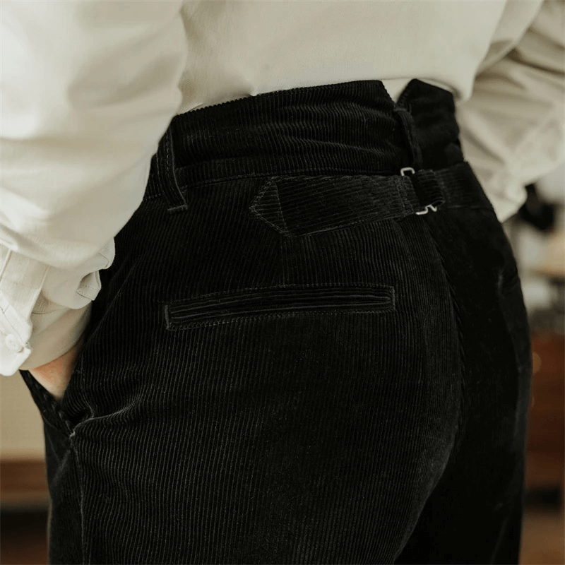 Men's High-Waist Relaxed-Fit Corduroy Trousers