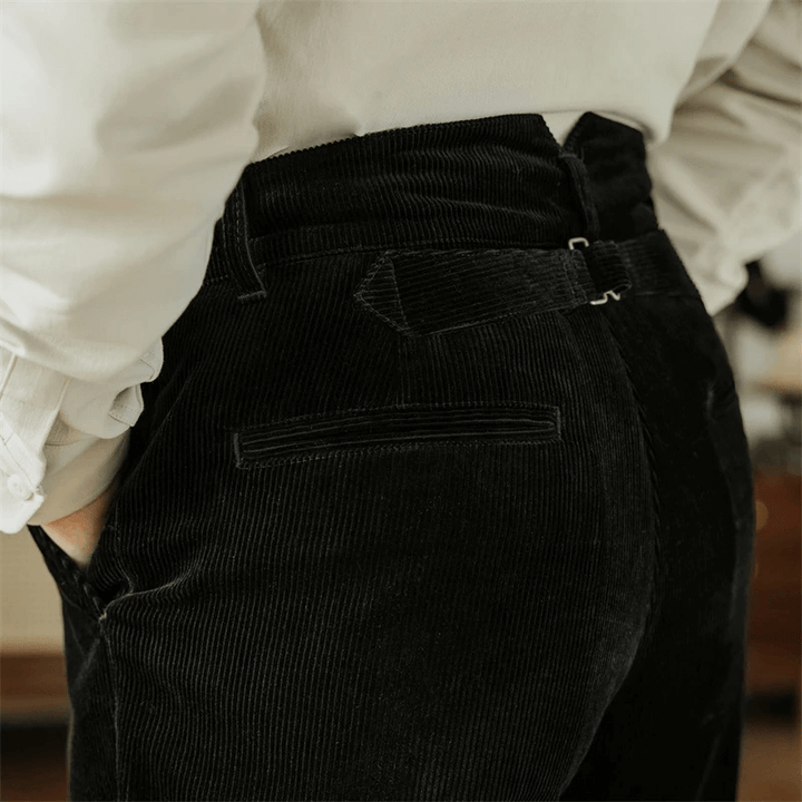 Men's High-Waist Relaxed-Fit Corduroy Trousers