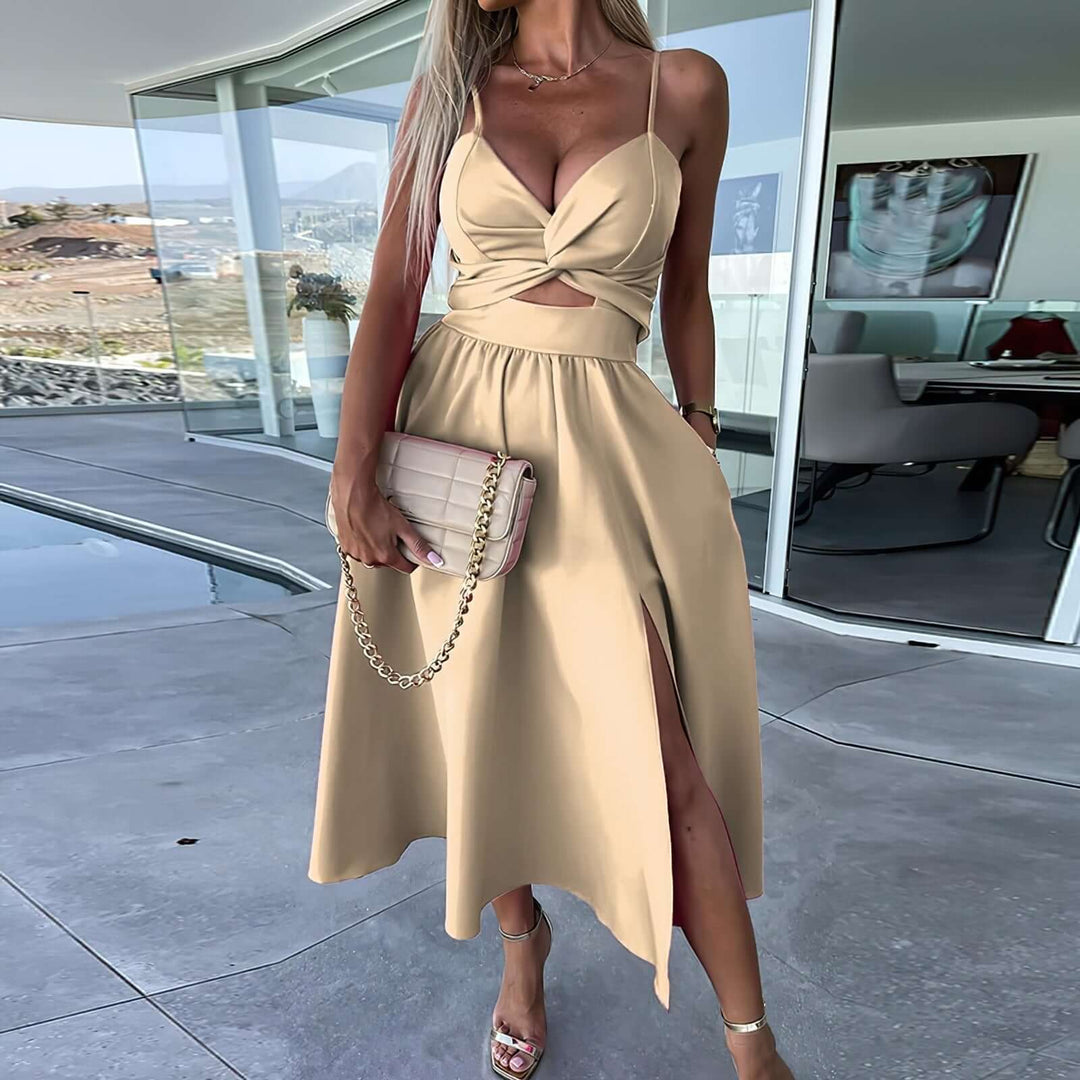 Elegant Midi Women's Dress for Formal Occasions