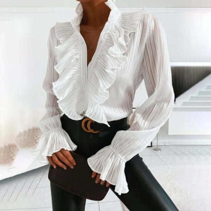 Ruched Long Sleeve Women's Blouse
