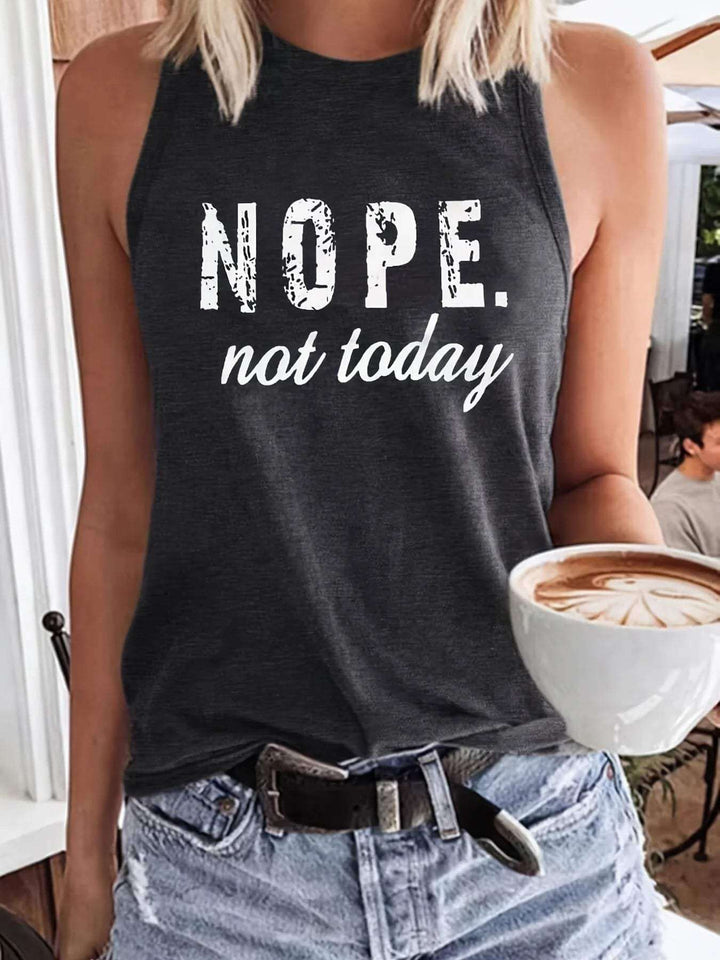 Women's Relaxed Fit High Neck Tank Top with Statement Print