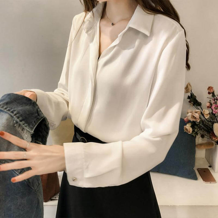 Women's Long Sleeve Elegant Chiffon Blouse