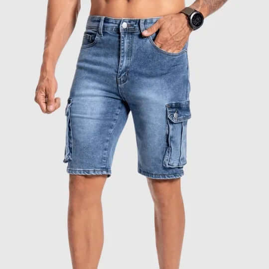 Men's Durable Denim Cargo Shorts: Casual Fit, Multiple Pockets