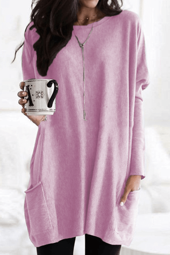 Women's Oversized Knit Tunic Sweater with Pockets