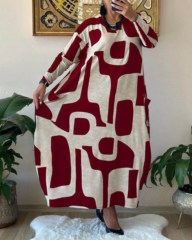 Women's Printed Long Sleeve Dress