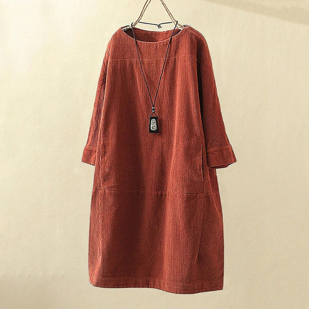 Women's Relaxed Fit Corduroy Knee-Length Dress