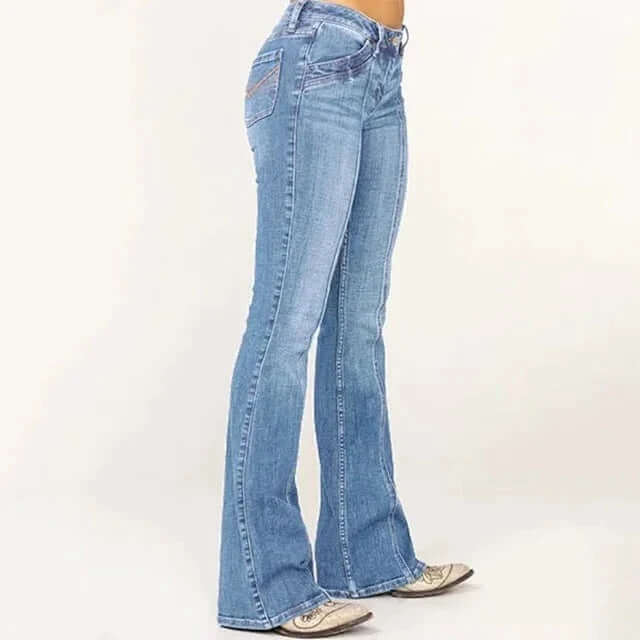 Women's Retro Flared Jeans: High-Waisted, Stylish Fit