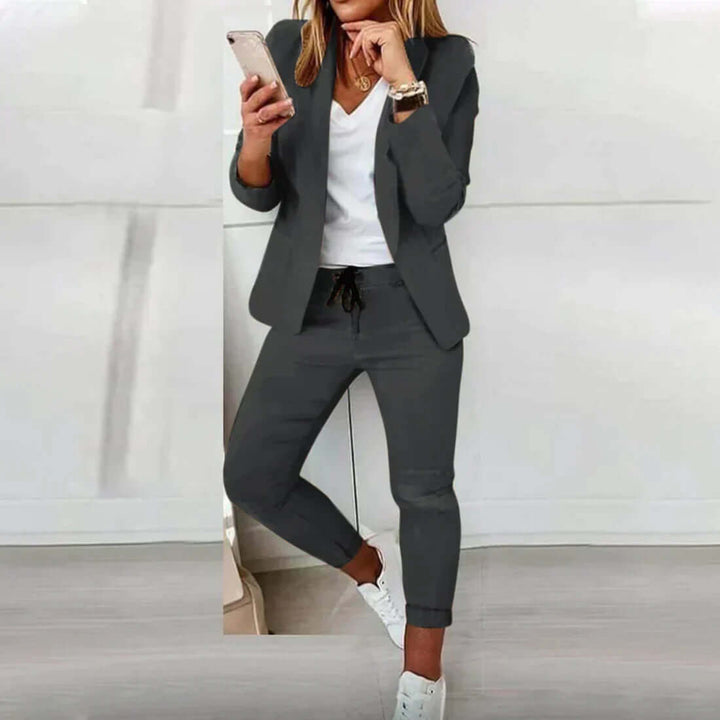 Women's Smart Casual Two-Piece Suit: Blazer & Joggers