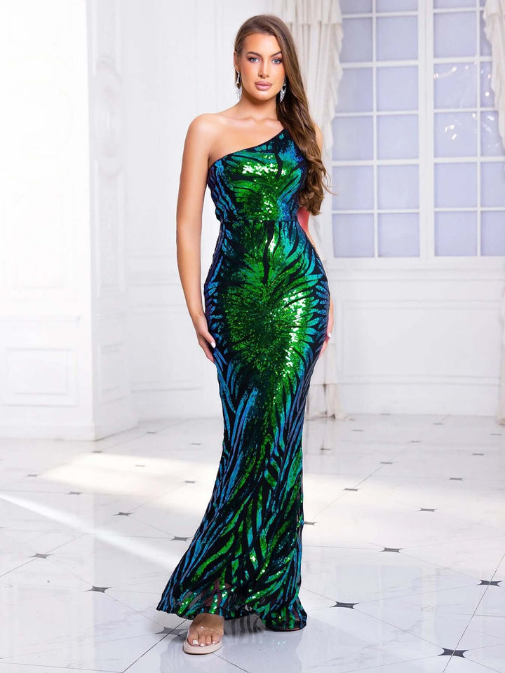 Sequin Mermaid Evening Gown: One-Shoulder Prom Dress
