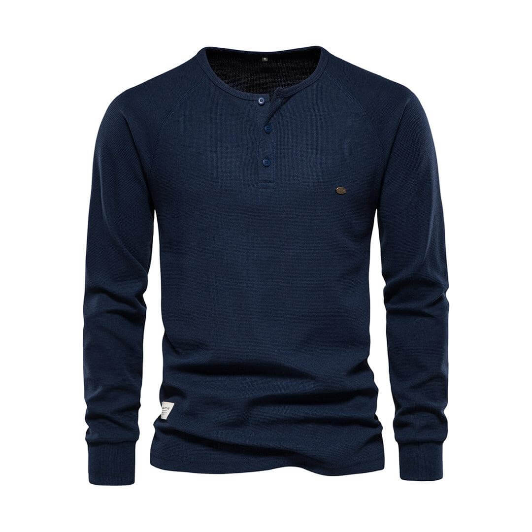 Men's Casual Long-Sleeve Shirt: Khaki Cotton Blend