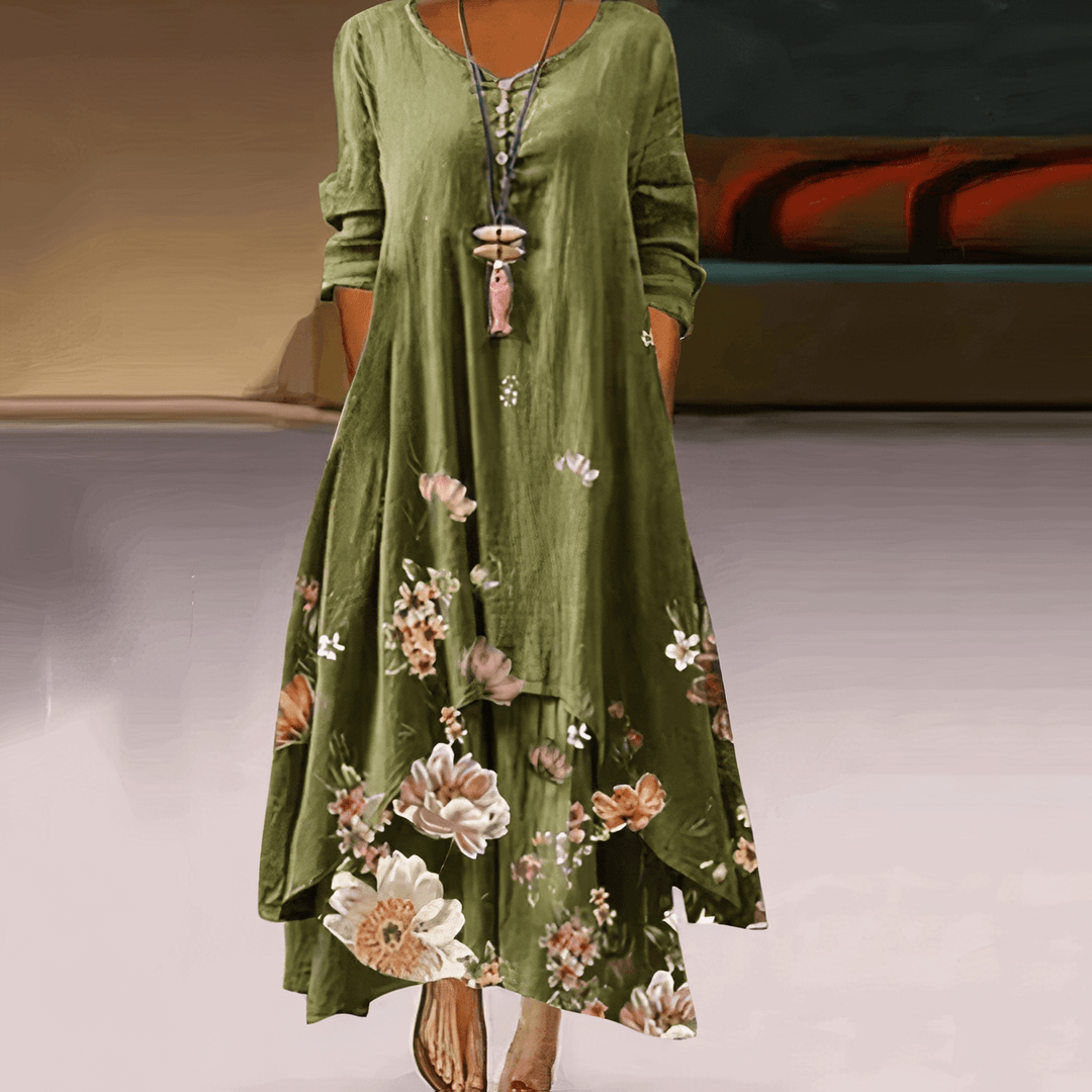 Elegant A-Line Cotton Dress: Sustainable & Breathable