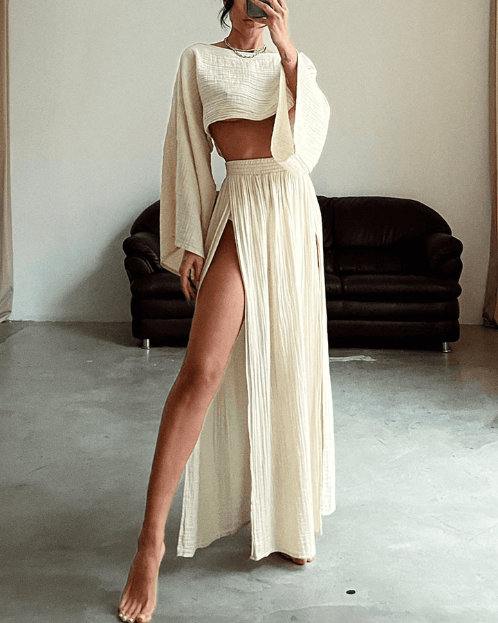 Women's Off-Shoulder Maxi Dress Set