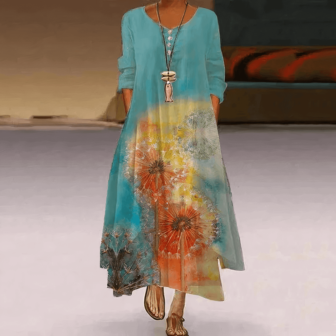 Elegant A-Line Cotton Dress: Sustainable & Breathable