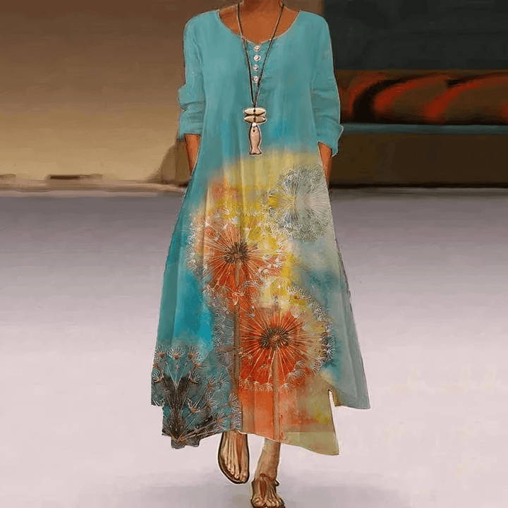 Elegant A-Line Cotton Dress: Sustainable & Breathable