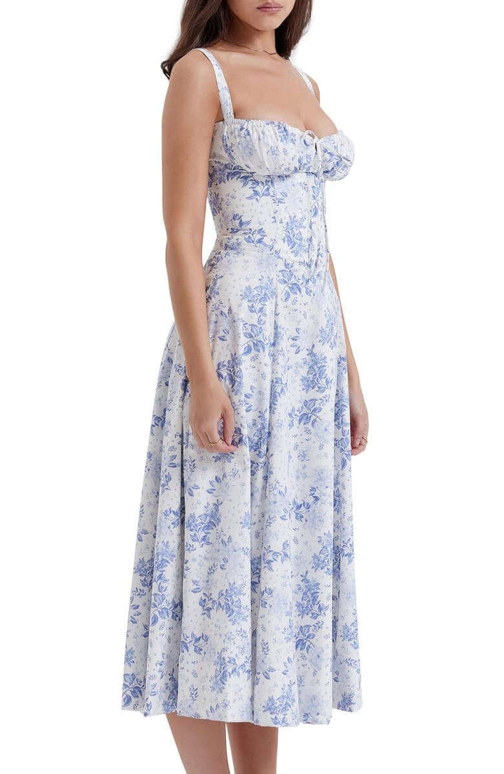 Printed A-Line Bustier Dress: Sustainable Summer Style