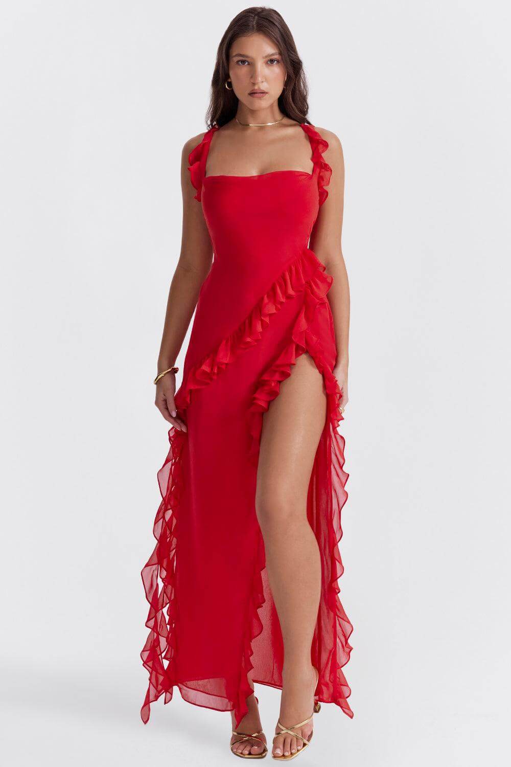 Elegant Summer Midi Dress with Side Slit for Women
