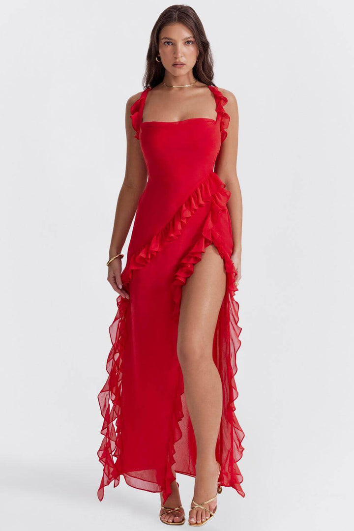 Elegant Summer Midi Dress with Side Slit for Women