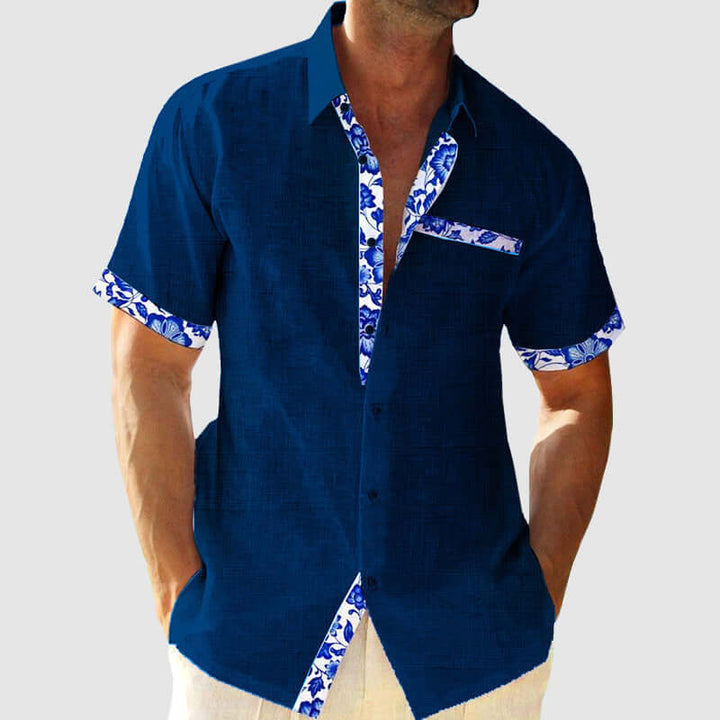 Men's Summer Floral Print Short-Sleeve Shirt