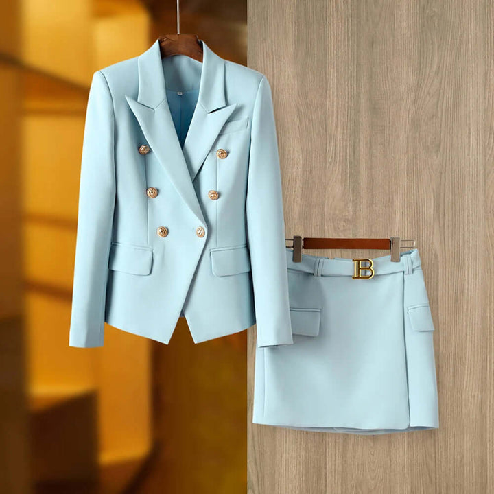 Women's Elegant Blazer Skirt Set: Chic & Sophisticated