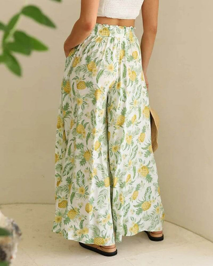 Women's Wide-Leg Floral Casual Trousers