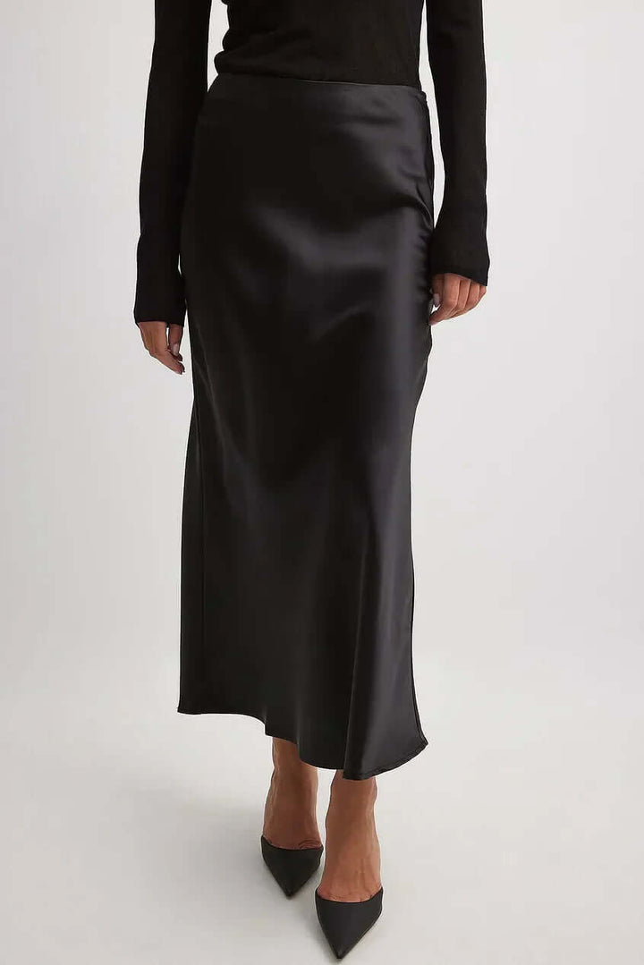 Women's Elegant A-Line Satin Maxi Skirt