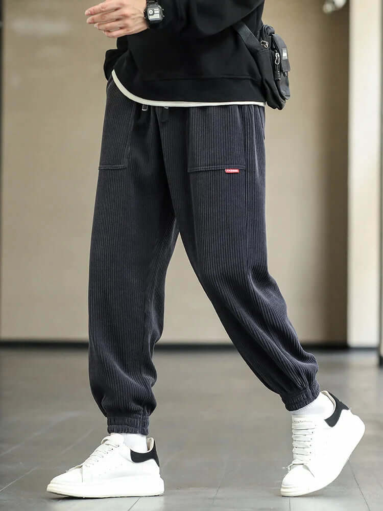 Men's Relaxed Fit Corduroy Joggers with Drawstring