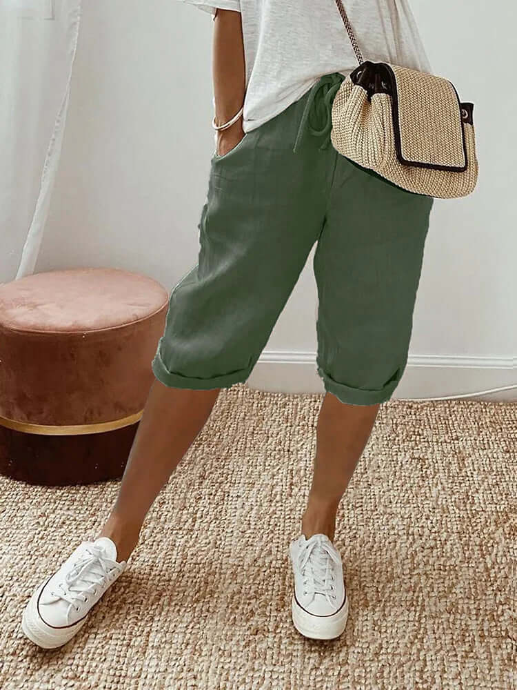 Women's Relaxed Fit Knee-Length Drawstring Pants