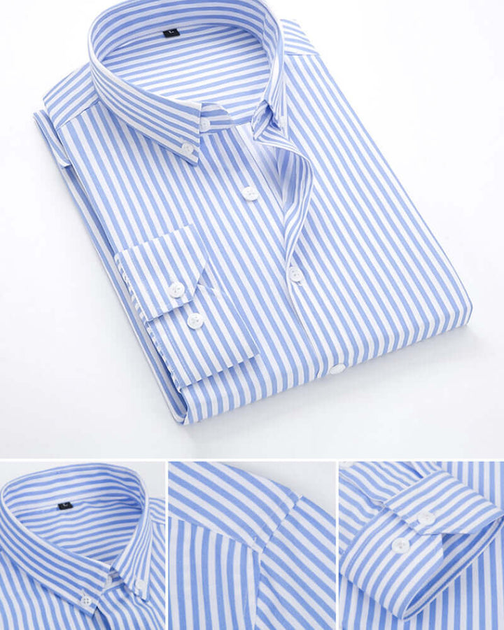 Men's Classic Fit Long Sleeve Striped Dress Shirt