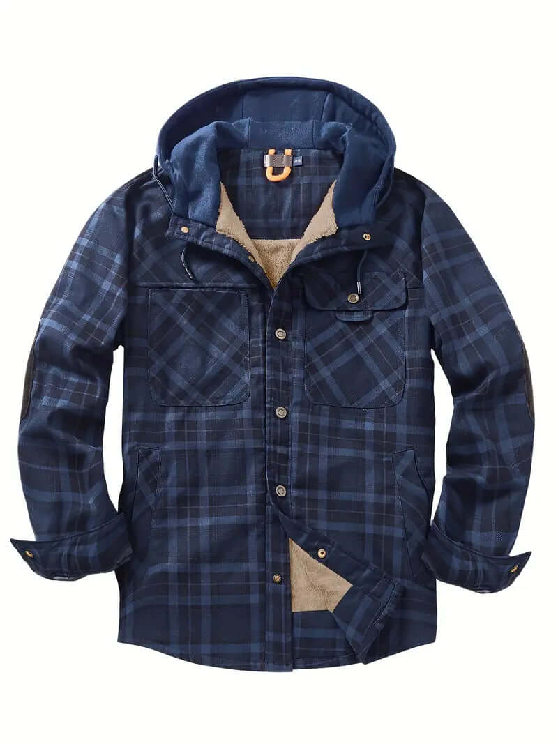 Men's Hooded Checked Regular Fit Jacket