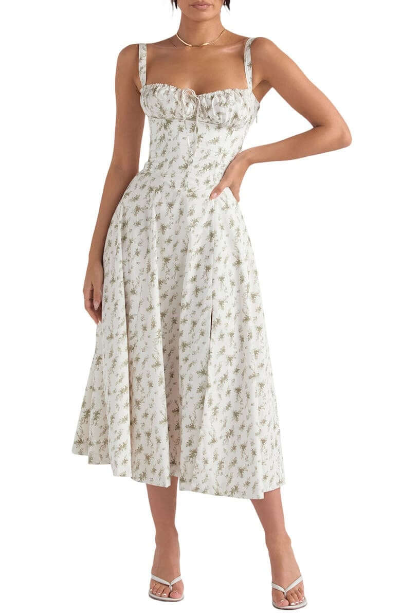 Printed A-Line Bustier Dress: Sustainable Summer Style