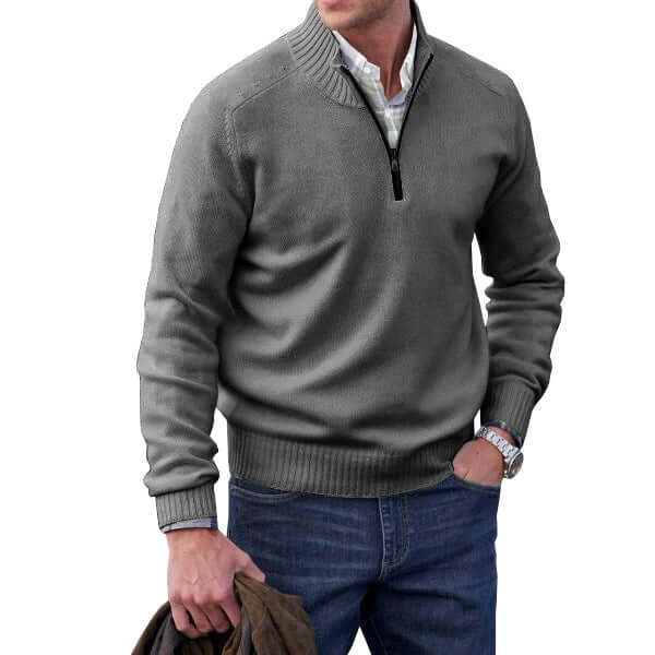 Men's Cashmere Zip-Up Sweater: Soft, Warm & Stylish