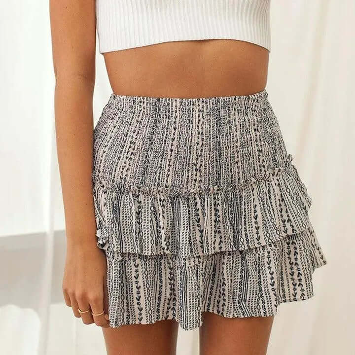 Women's Summer Mini Skirt: High-Waisted, Flowy Ruffle