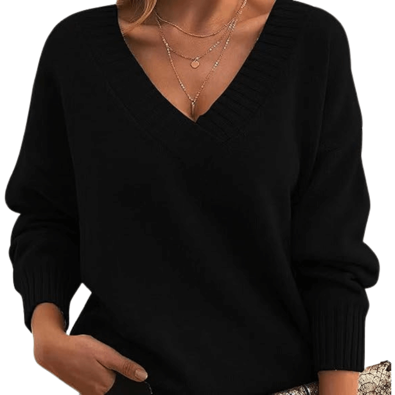 Women's V-Neck Knit Sweater: Soft, Elegant Everyday Wear