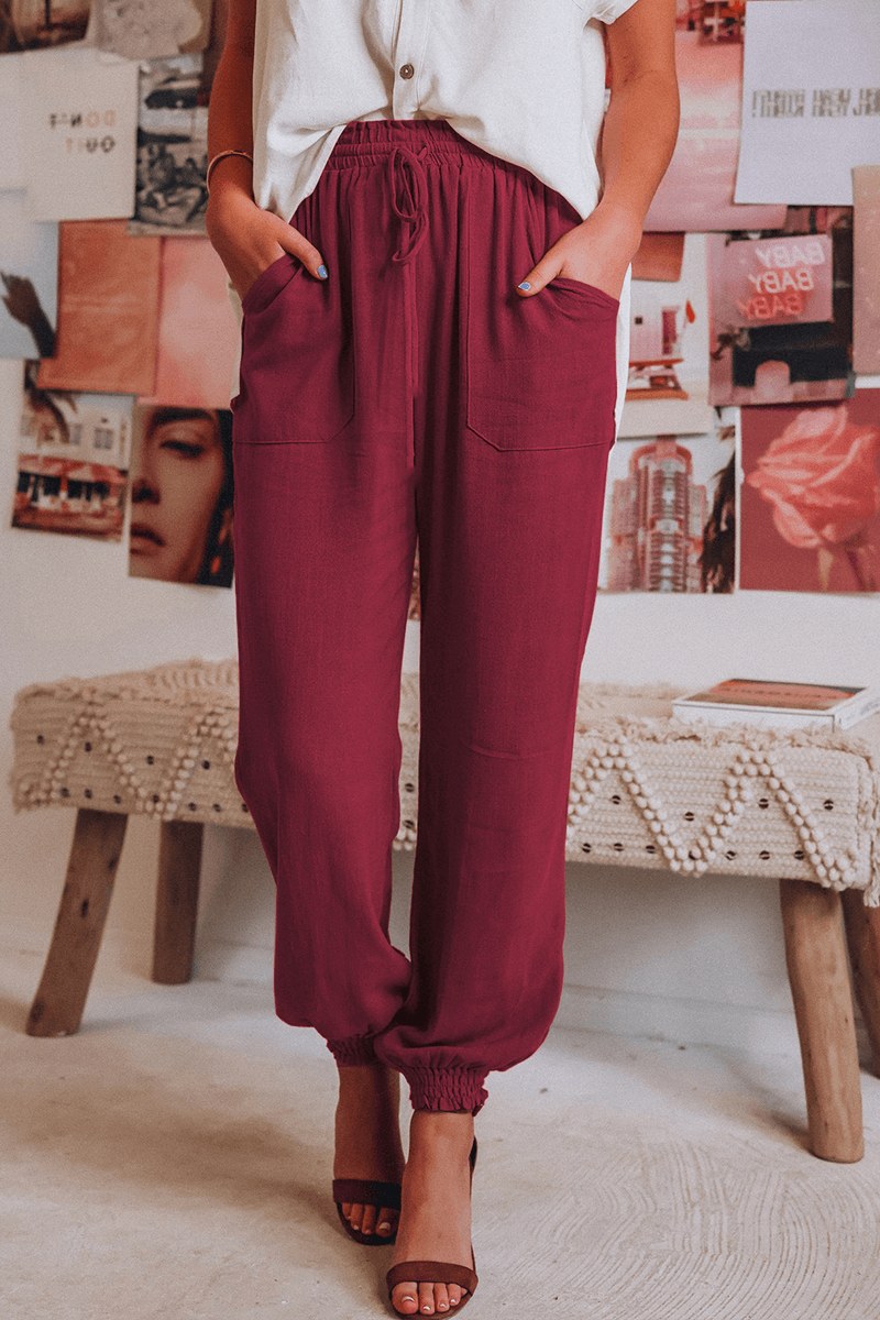 Women's Relaxed Fit Mid-Waist Drawstring Pants