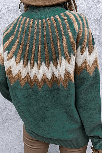 Women's Printed Collared Sweater: Cozy & Stylish