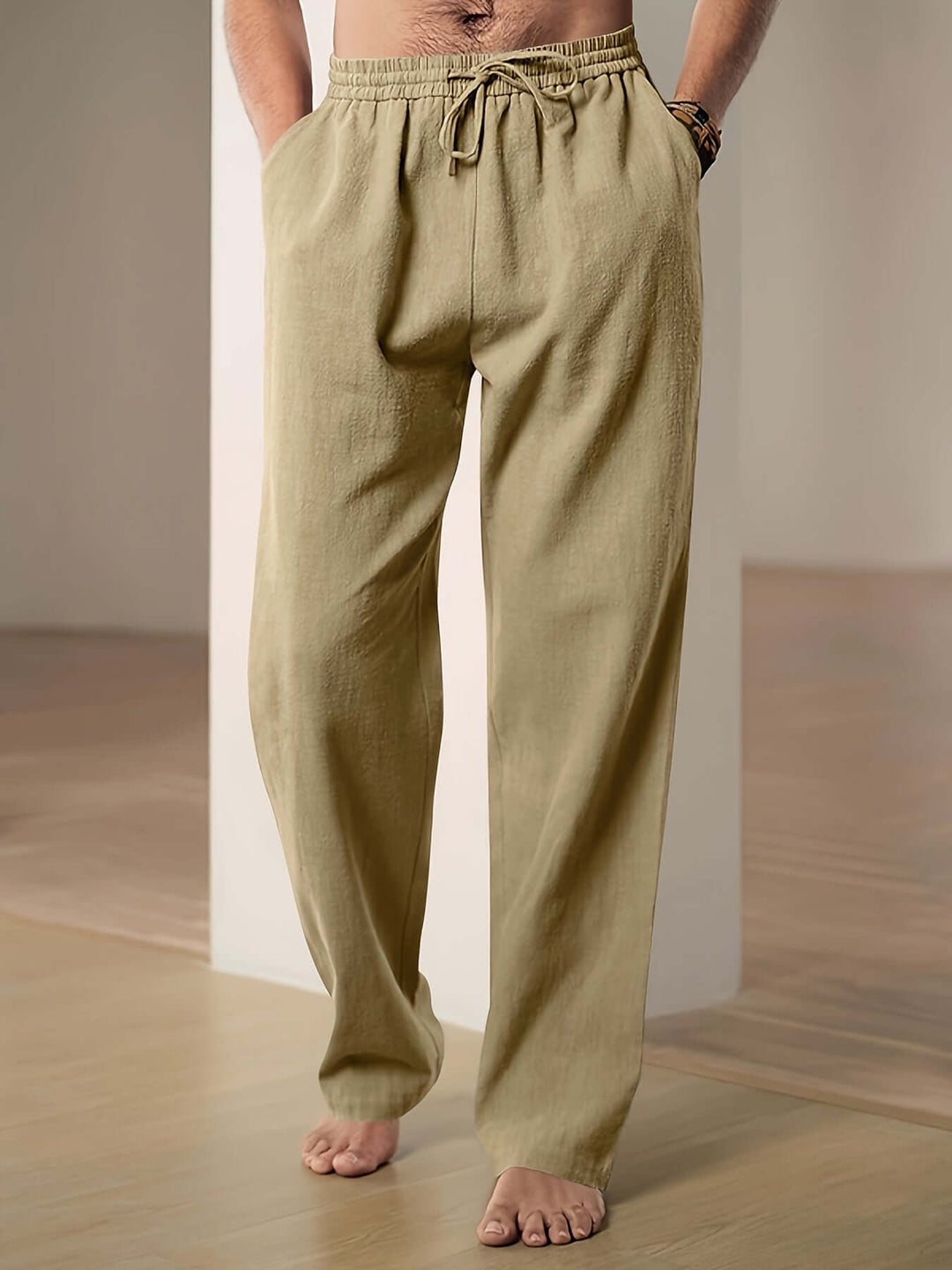 Men's Relaxed Fit Drawstring Linen Pants: Breathable Summer Trousers