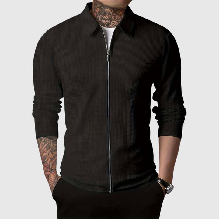 Men's Waffle Zip-Up Jacket: Cozy & Stylish Autumn/Winter Outerwear