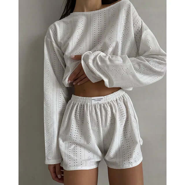 Women's Summer Eyelet Knit Lounge Set