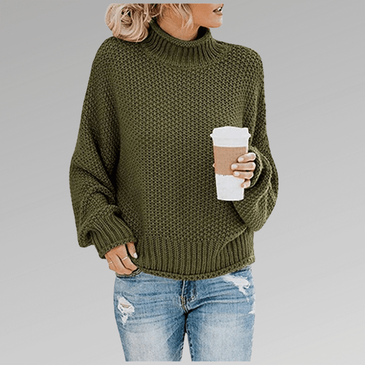 Women's High Neck Knit Long Sleeve Sweater