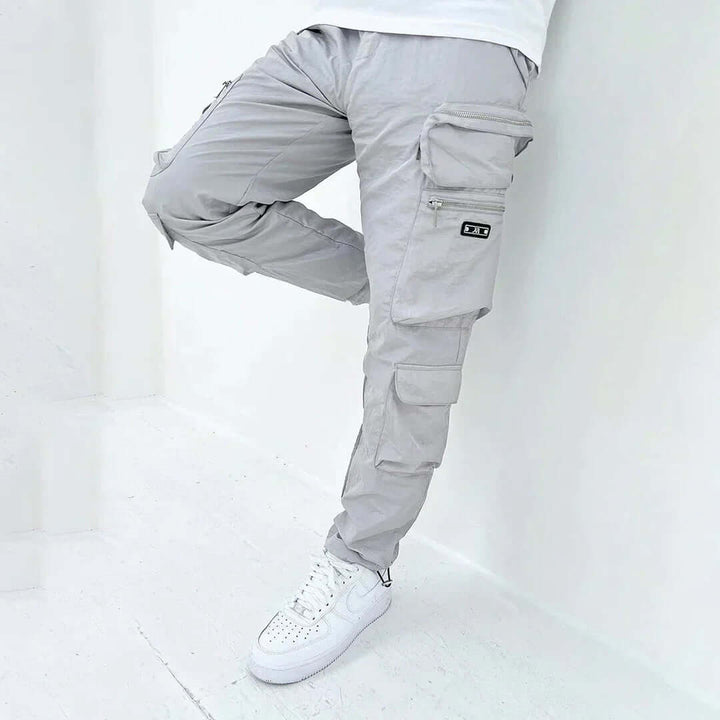 Men's Tapered Cargo Trousers: Multi-Pocket Utility Pants