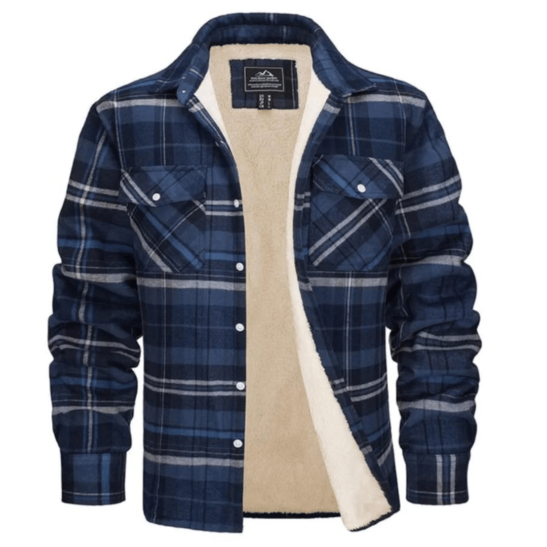 Men's Relaxed-Fit Checkered Fleece-Lined Jacket