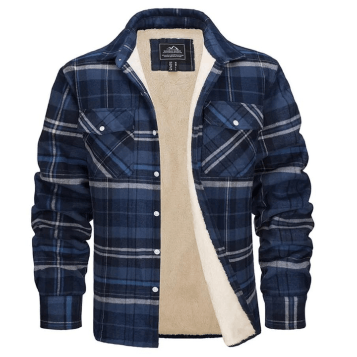 Men's Relaxed-Fit Checkered Fleece-Lined Jacket