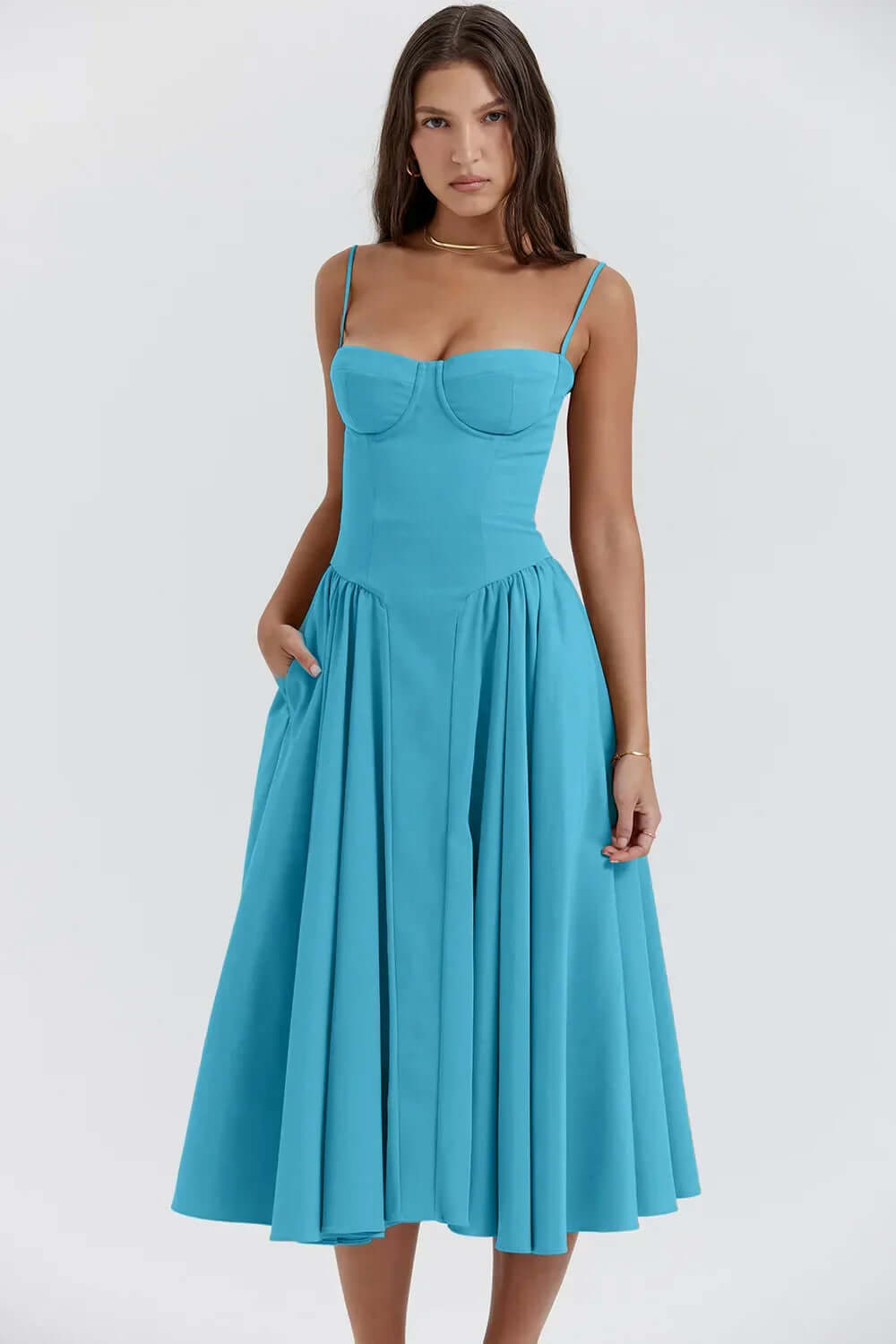 Women's Sleeveless Corset Midi Dress