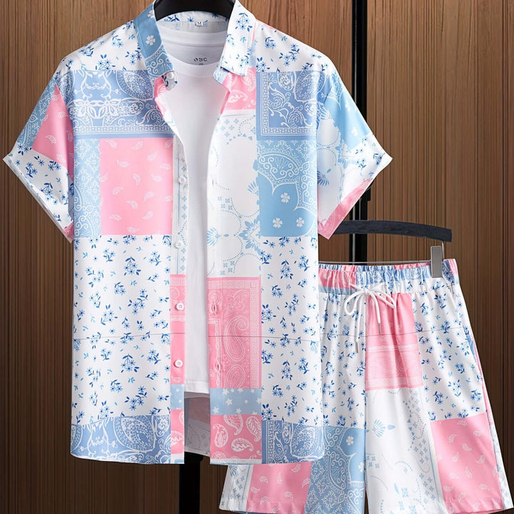 Men's Summer Short Sleeve Shirt & Shorts Set