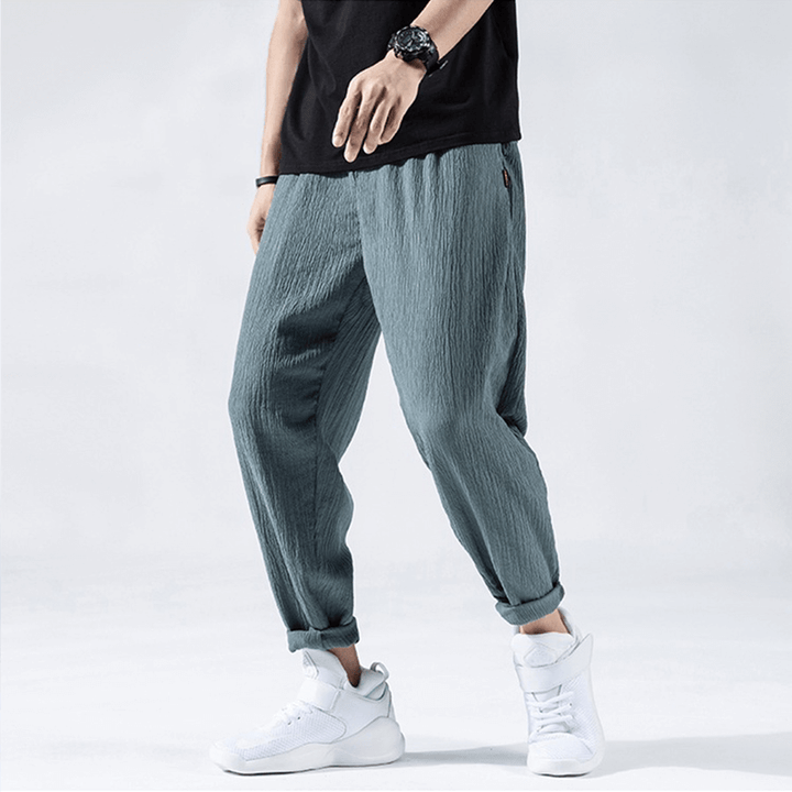 Men's Relaxed Fit Casual Trousers: Breathable Cotton